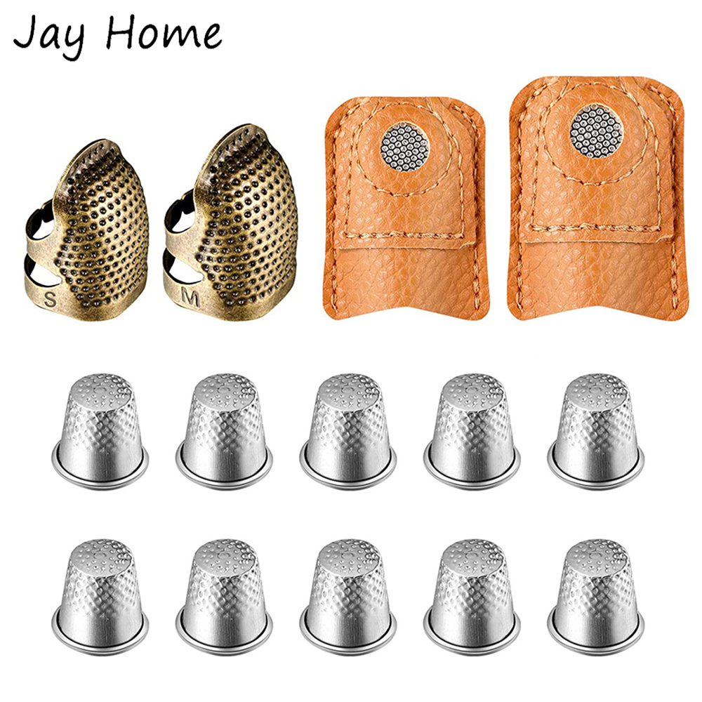 Sewing Thimble Metal - 銅と革のステッチセット,14個,縫製および刺handアクセサリー