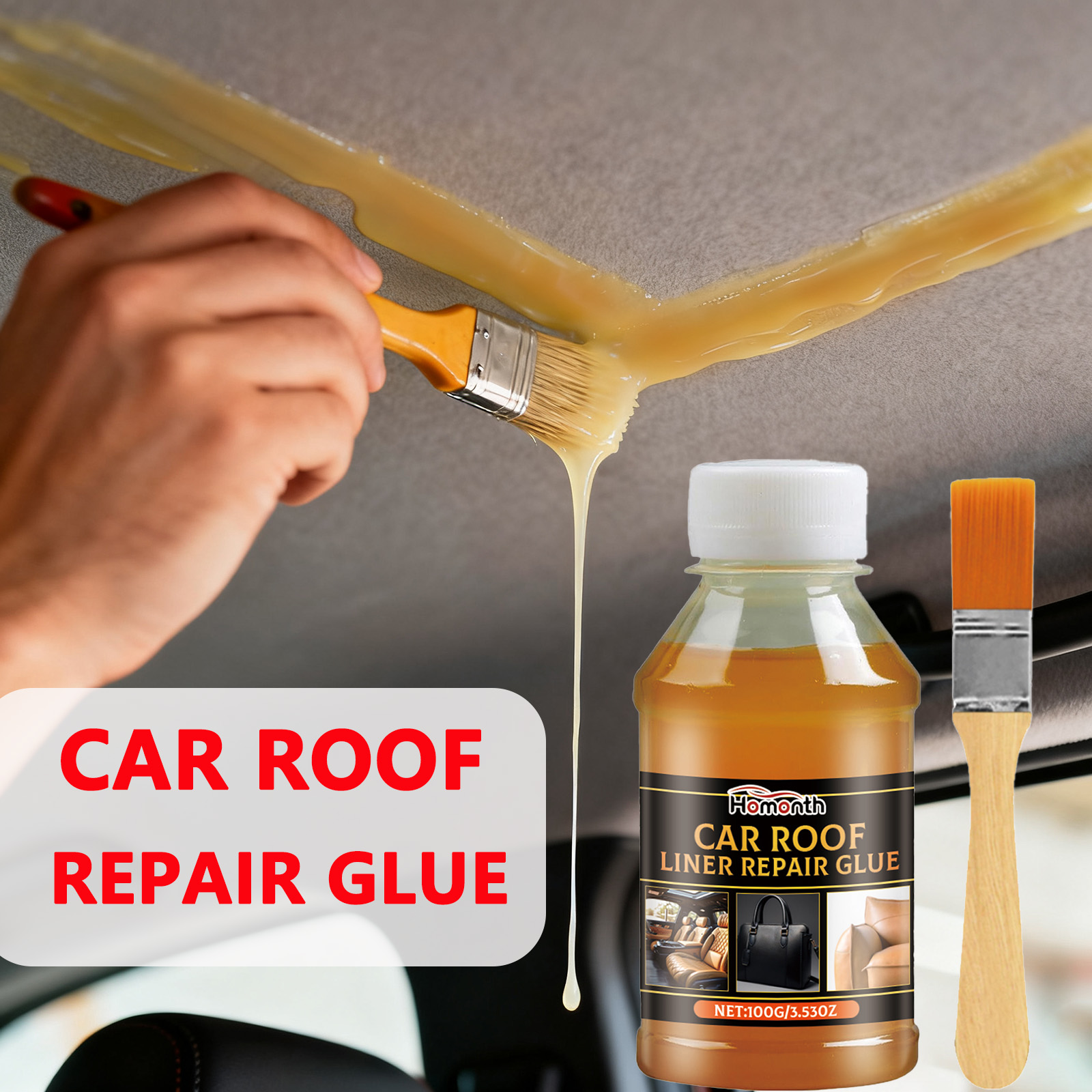 Fabric Glue Bond - プロの車のヘッドライナー接着剤高温耐性強力な結合生地フォームサンバイザー用速乾性自動車ケア