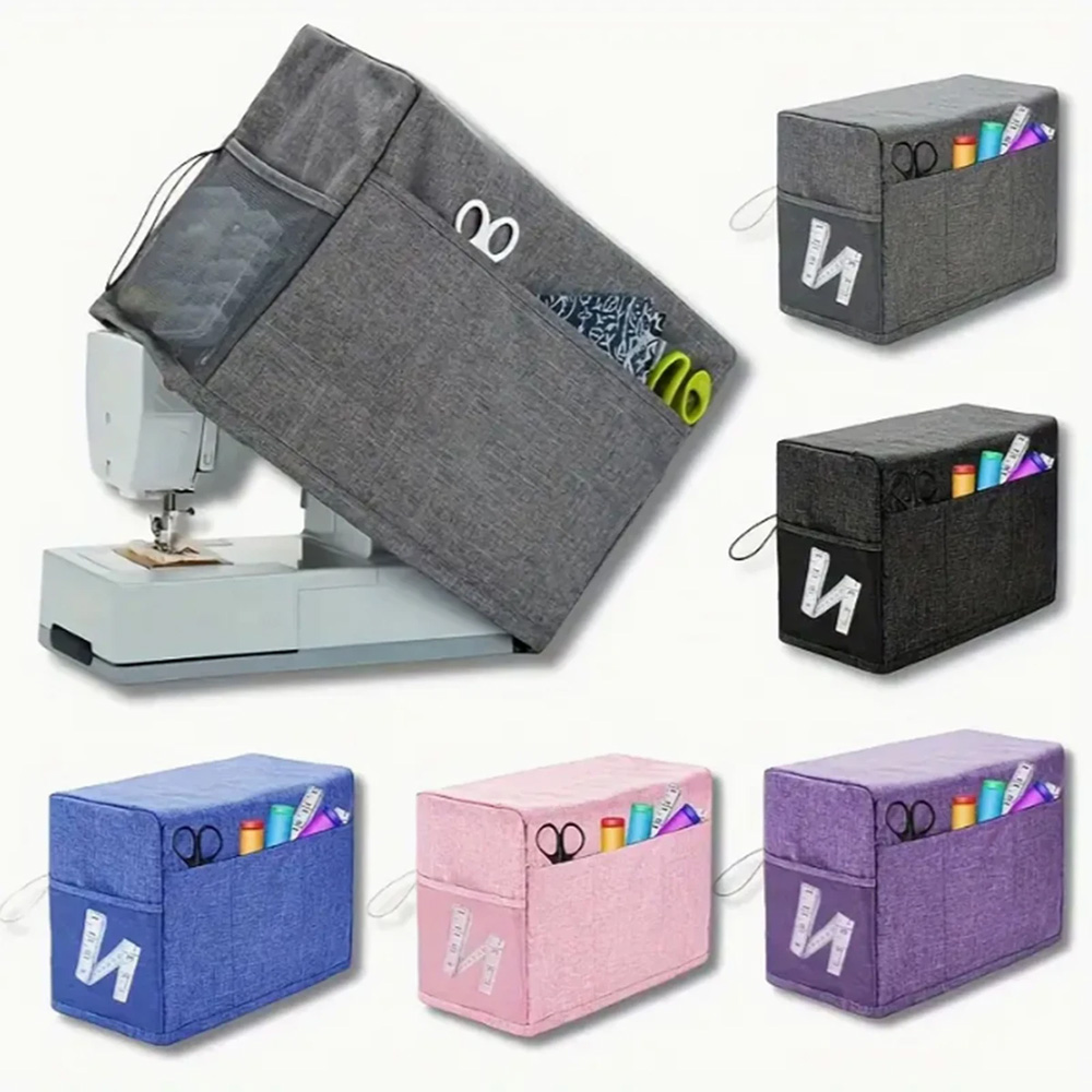 Sewing Machine Fabric - ユニバーサルミシンカバー、収納ポケットとサイドハンドル付き、ほとんどの標準ミシン用の保護ダストカバー