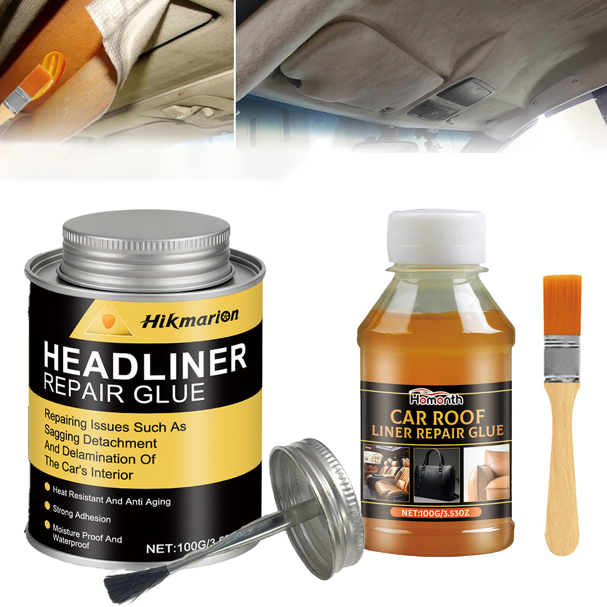 Fabric Glue Bond - ヘッドライナー修理用接着剤 100ml 強力接着 ルーフライナー クイックリペア接着剤 車のルーフ生地用接着剤