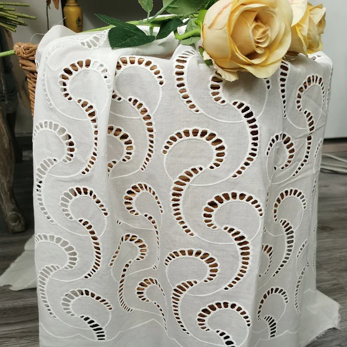Sewing Eyelet Fabric - 綿100%の刺繍入り透かし彫り生地、スカート裾のアイレット刺繍生地、彫刻刺繍生地、DIY縫製生地