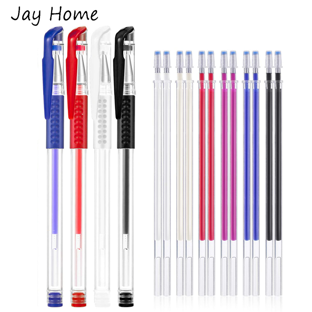 Fabric Marking Pen - インク消去ペンリフィル、ファブリックマーキングペン、洋裁用1個ペンケース、クラフトキルティングソーイングツール、12個
