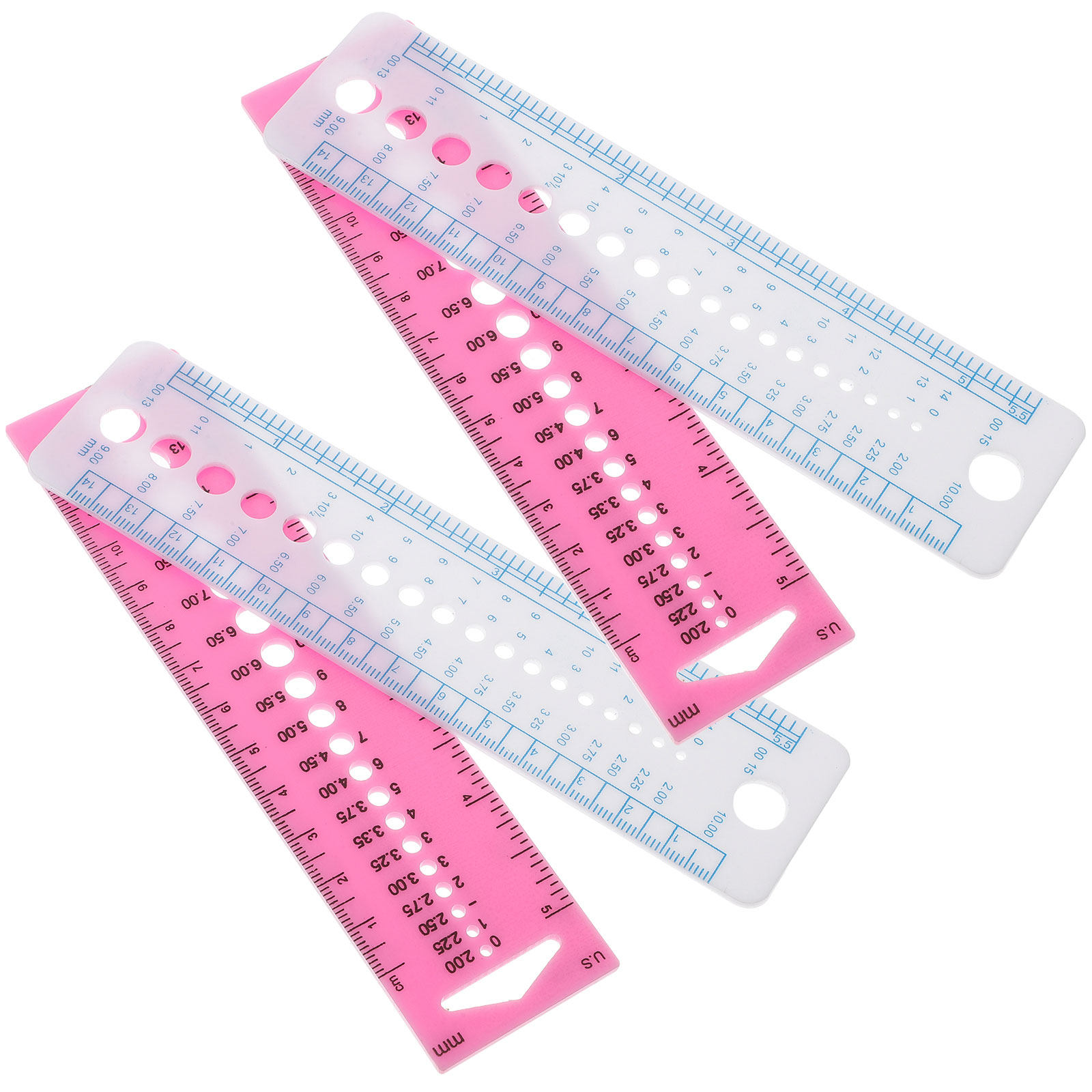 Sewing Gauge Ruler - 4個入り編み針ゲージツール プラスチック製測定定規 ポータブル 軽量 縫製アクセサリー DIY用織物ツール