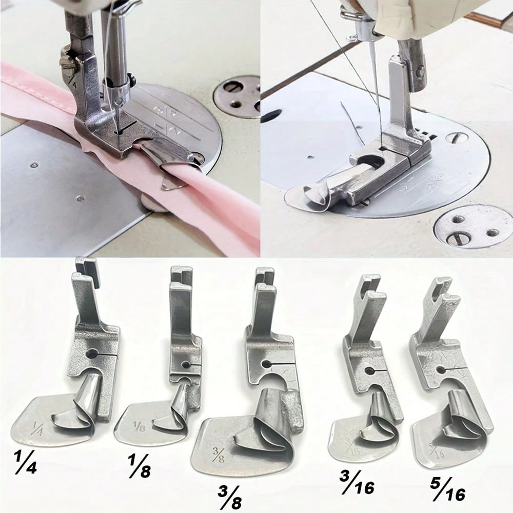 Sewing Machine Fabric - 1個入り 工業用ミシン 曲線ヘミングフット 1/8インチ、3/16インチ、1/4インチ シルクシフォンスカート クリンピングヘム