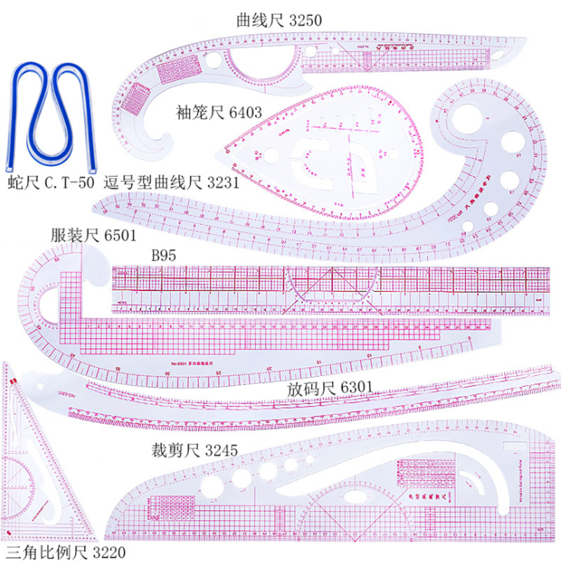 Sewing Gauge Ruler - 仕立て屋用の測定定規セット,日曜大工の描画キット,ステッチ,パッチワーク衣類,切削曲線,5/6/9個