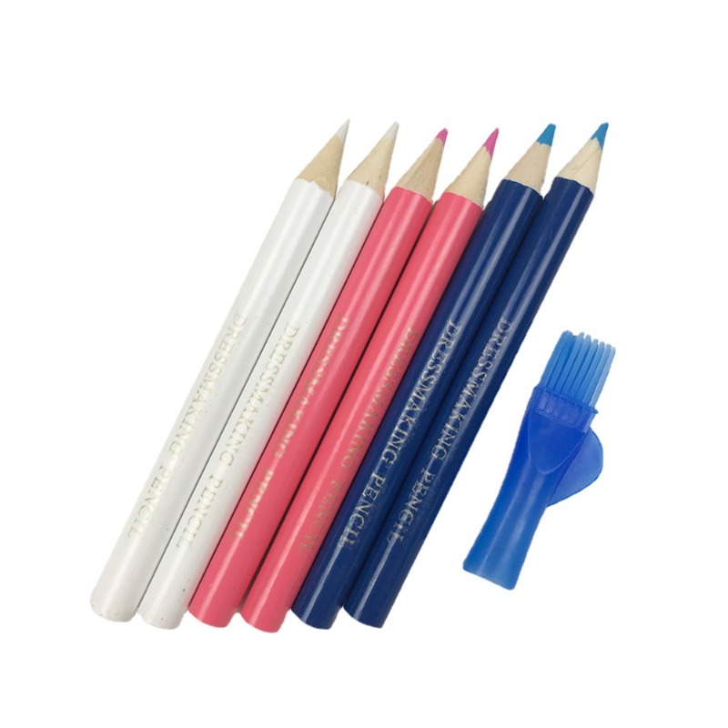 Fabric Marking Pen - 3/6 個水溶性ファブリック鉛筆ブラシキャップ付きテーラーマーキングチョークドレスメーカー用縫製トレースホームテーラリングツール