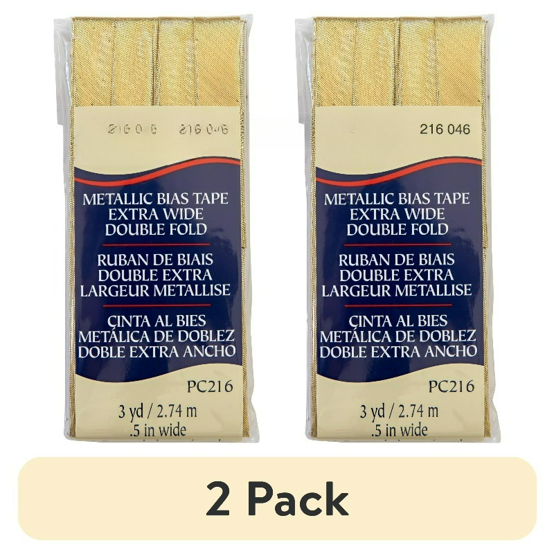 Binding Tape Bias - バイアステープ、ゴールド、1/2インチ ラメダブルフォールドバイアステープ、縫製や工芸用の縁取りテープ、3ヤード、各1本