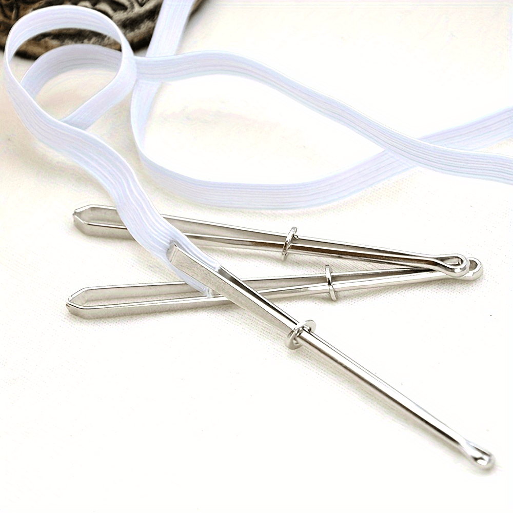 Sewing Thimble Metal - 2個入り伸縮性ベルトスレッダー、縫製DIYキット、ガイドピン付きメタルクリップ、家庭用ミシン用、パンツ＆スカートループメーカー