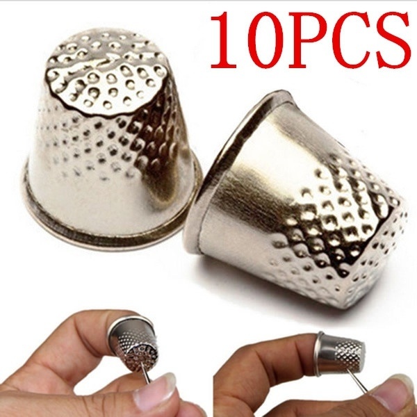 Sewing Thimble Metal - 10個入り 金属アルミ製トップニードル DIY手縫いツール プレッシャーニードル 指カバー 刺繍指保護