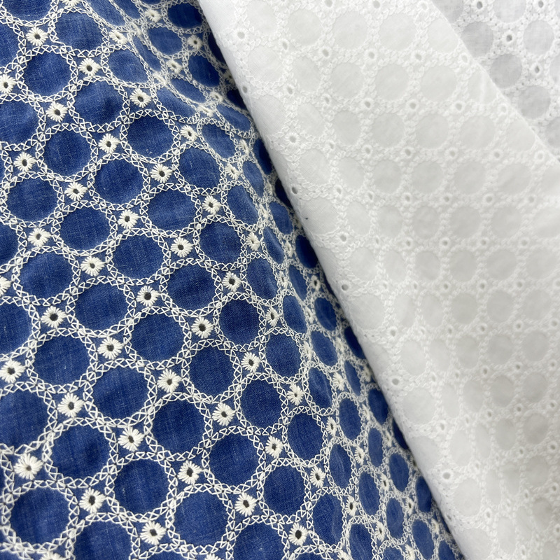 Sewing Eyelet Fabric - コットンデニム小円アイレット刺繍生地、ドレス、テーブルクロス、DIY縫製用