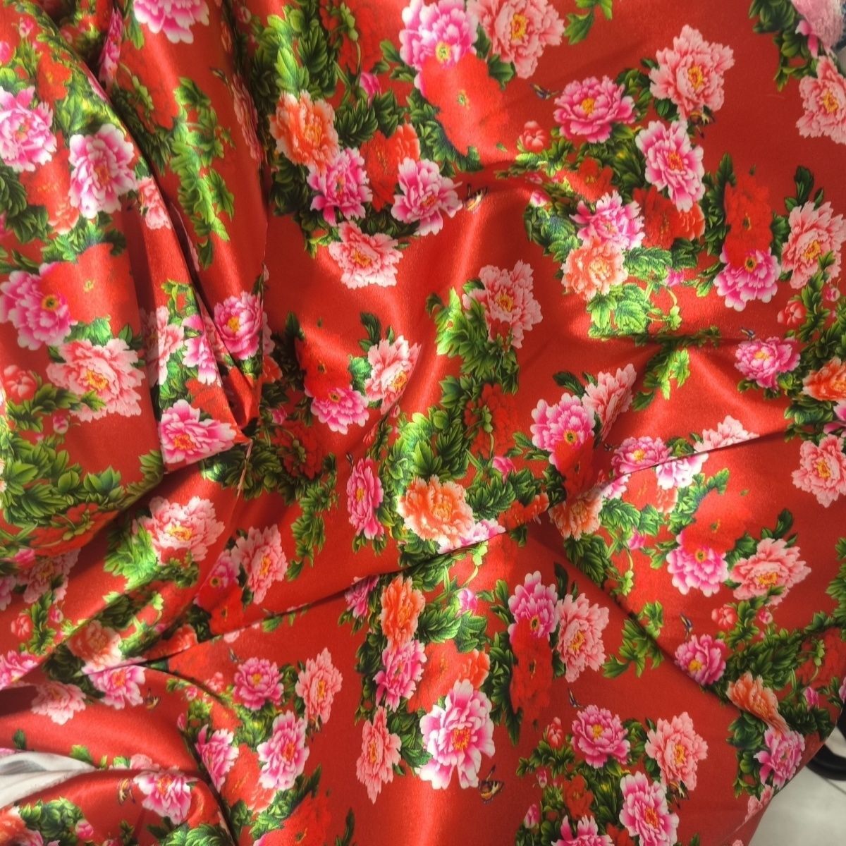Sewing And Textile - 花柄プリントのアセテートサテン生地、シルクのように滑らか、メートル単位で販売、ベッドシーツ、DIY縫製、裏地、テキスタイル、柔らかい布地