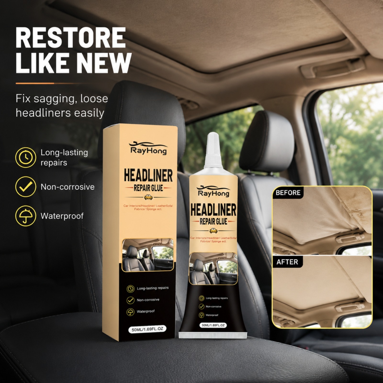 ヘッドライナー修理用接着剤 車のルーフライニング用接着剤 柔 - Fabric Glue Bond のレビューと価格