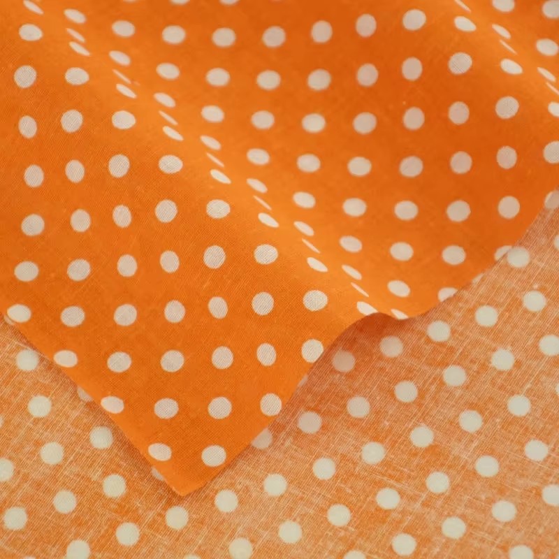 白いオレンジの水玉模様の綿生地,パッチワーク,ホームテキスタ - Sewing And Textile のレビューと価格