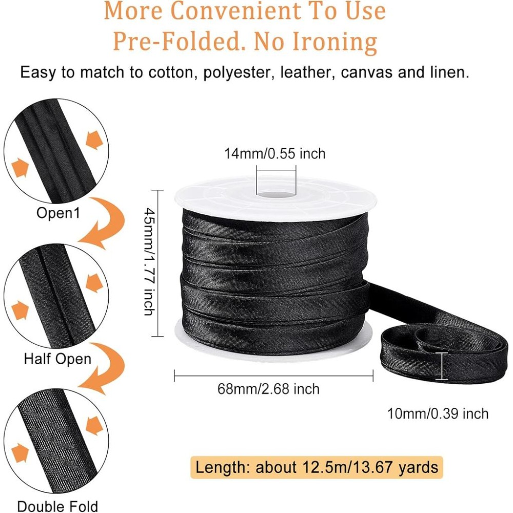 13.5ヤード サテンバイアステープ 幅0.47インチ ダブ - Binding Tape Bias のレビューと価格