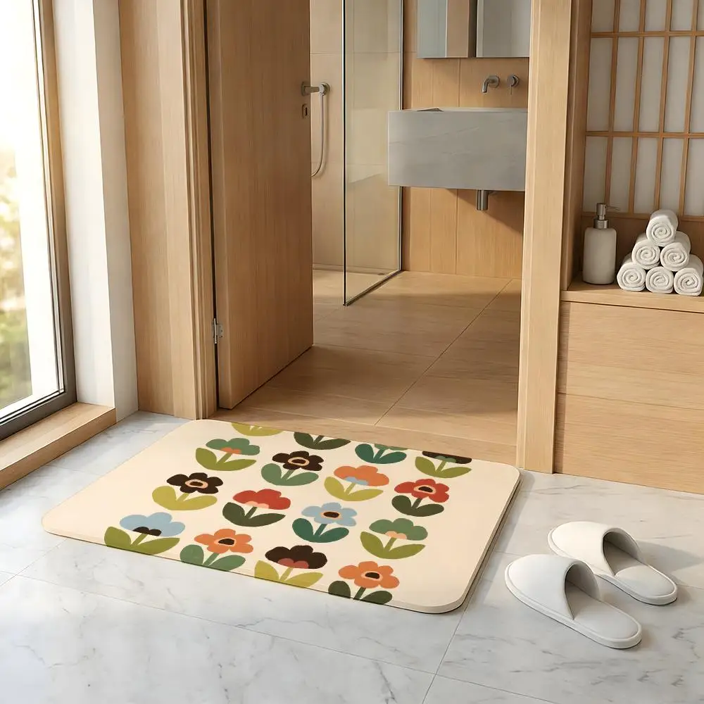 レトロなミッドセンチュリーモダンフロアマット 吸水性のある滑 - Century Textile & Sewing Supply Photos のレビューと価格