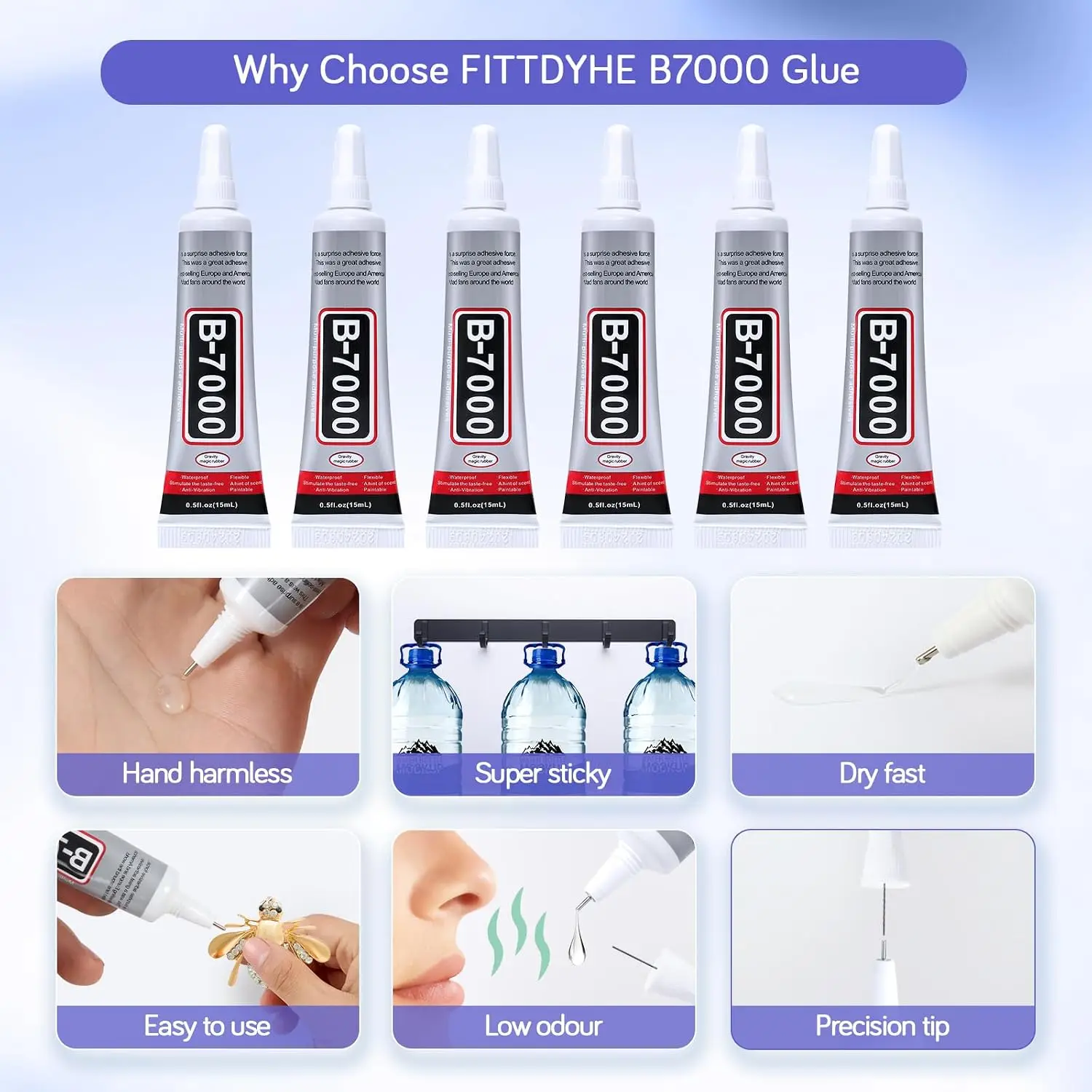 ICUTE-FITTDYHE ジュエリーグルー 6個入り - - Fabric Glue Bond のレビューと価格