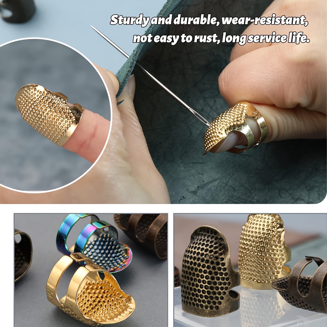 4個入り縫製指サック、調節可能な金属製指保護具、縫製＆キルテ - Sewing Thimble Metal のレビューと価格