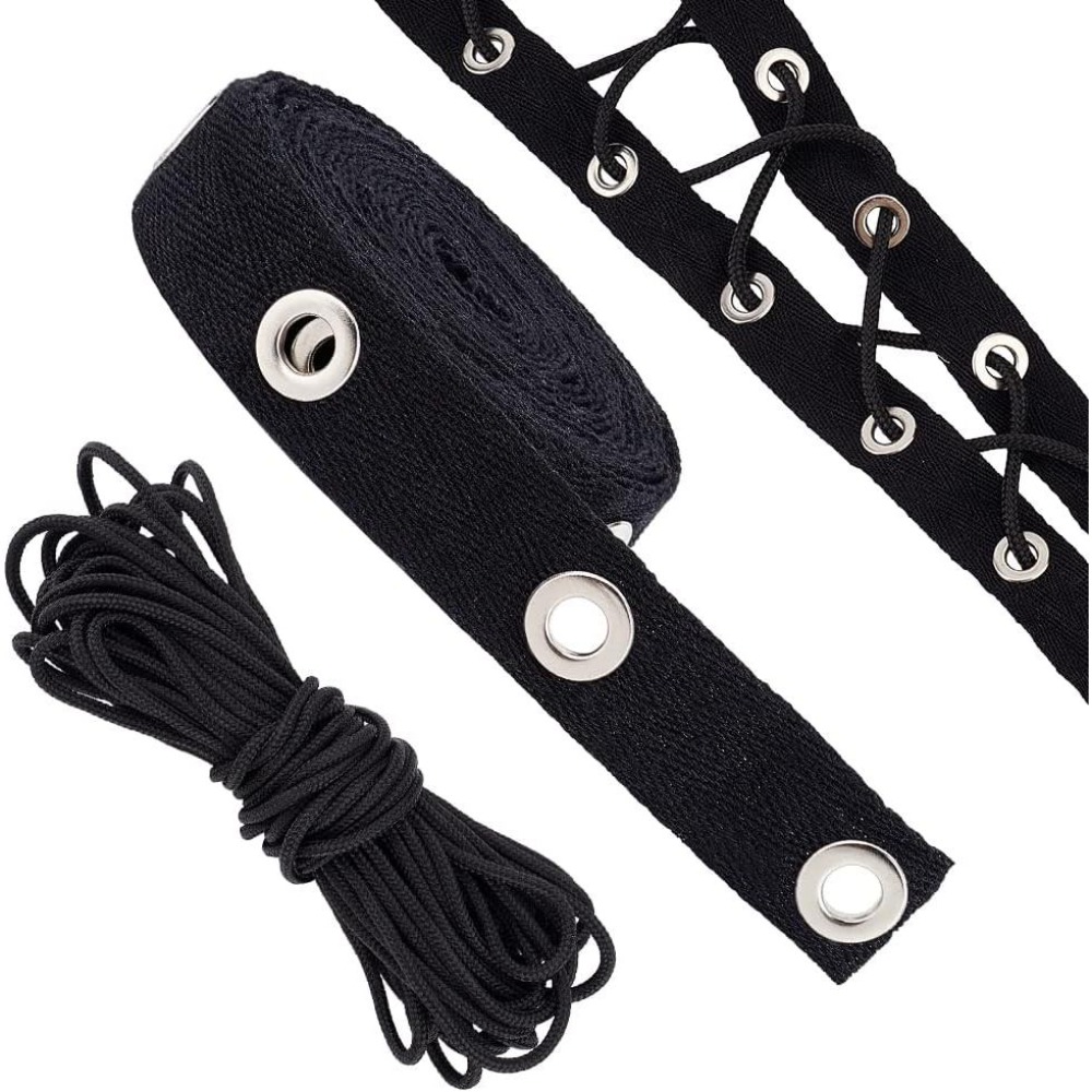 3ヤードのアイレットテープトリム、黒色のクラフトグロメットア - Sewing Eyelet Fabric のレビューと価格